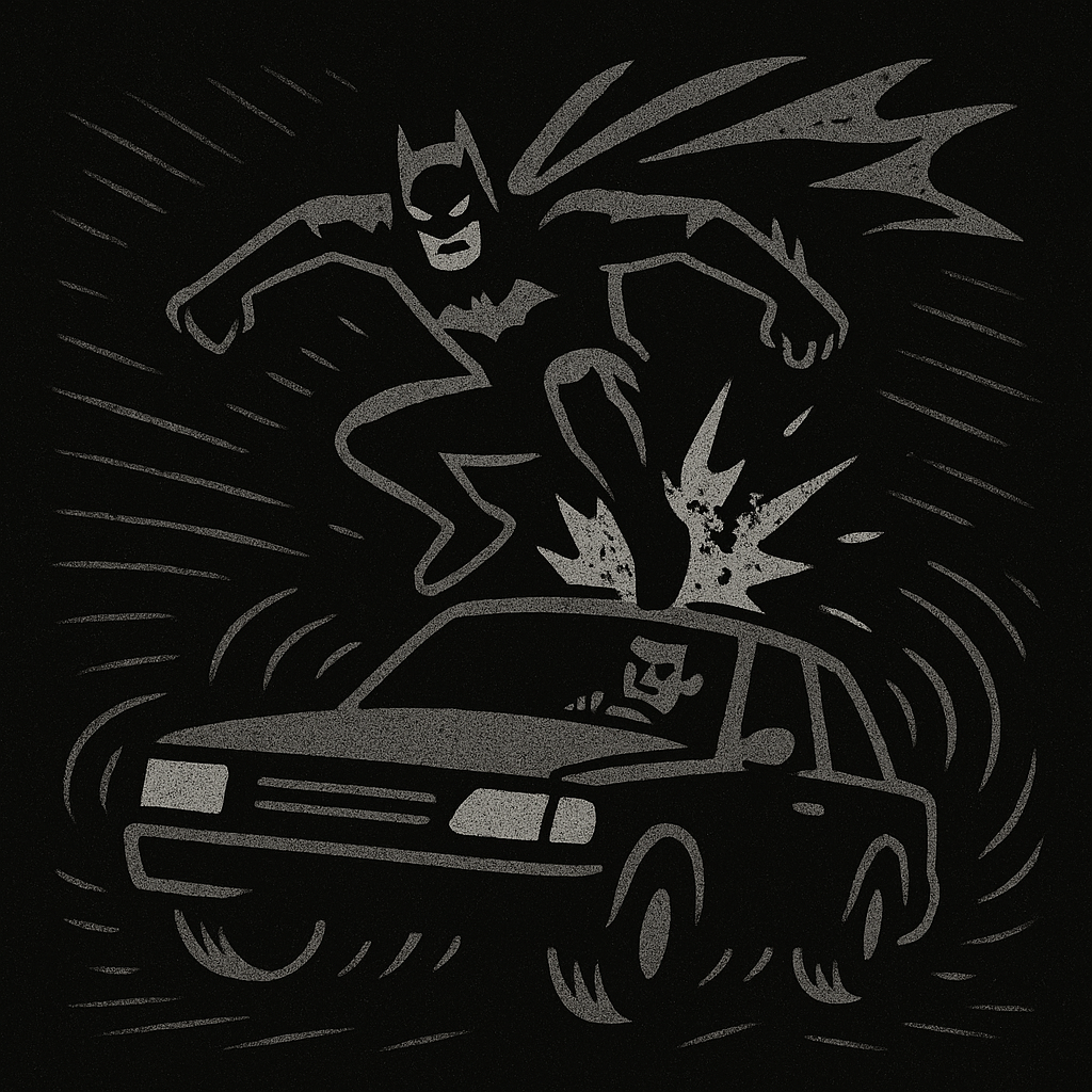 A loud car interrupted by Batman