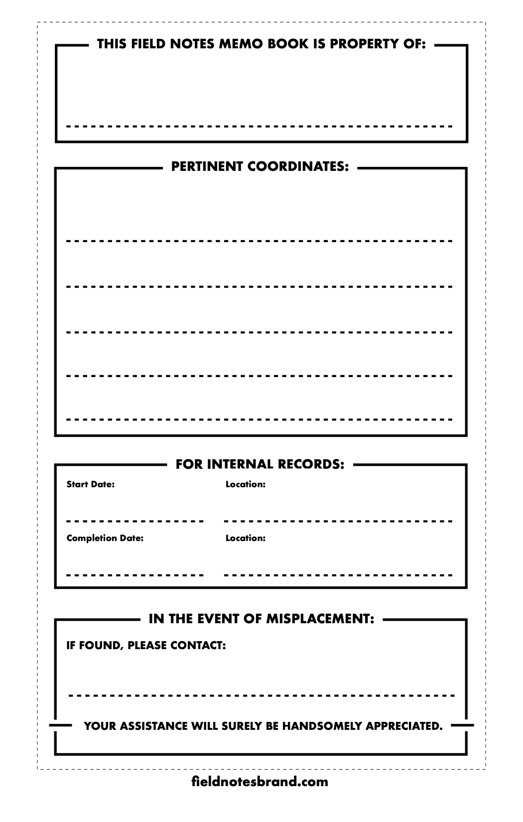 Redesigned Field Notes inset