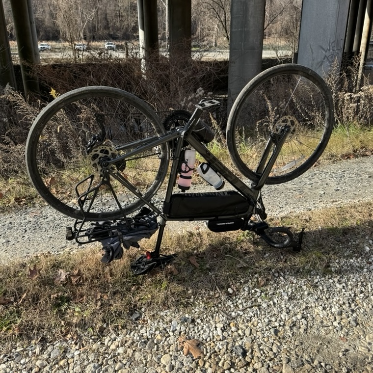 Flat in Medfield. I think I hit a bolt in the gravel which I should have seen.